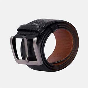 Black Embossed Leather Belt